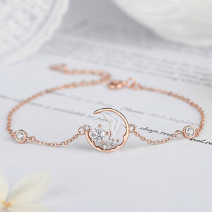 925 Sterling Silver Plated Rose Gold Fashion and Creative Fishtail Mother-of-pearl Bracelet with Cubic Zirconia