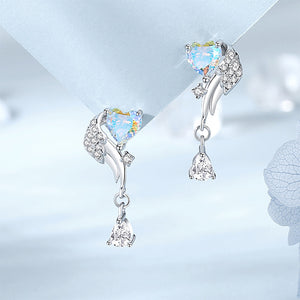 925 Sterling Silver Fashion Temperament Angel Wings Earrings with Cubic Zirconia