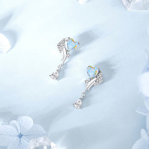 925 Sterling Silver Fashion Temperament Angel Wings Earrings with Cubic Zirconia