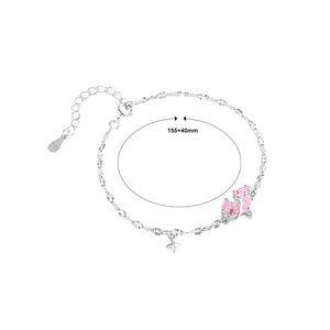 925 Sterling Silver Fashion and Creative Heart-shaped Planet Bracelet with Pink Cubic Zirconia