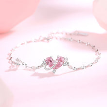 Load image into Gallery viewer, 925 Sterling Silver Fashion and Creative Heart-shaped Planet Bracelet with Pink Cubic Zirconia