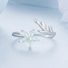 Load image into Gallery viewer, 925 Sterling Silver Fashion Simple Flower Leaves Adjustable Open Ring with Cubic Zirconia