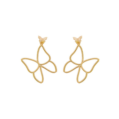 Fashion and Simple Plated Gold Hollow Butterfly Stud Earrings