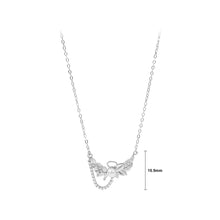 Load image into Gallery viewer, 925 Sterling Silver Fashion Simple Angel Wings Imitation Pearl Pendant with Cubic Zirconia and Necklace