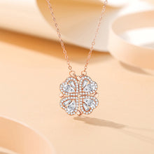 Load image into Gallery viewer, 925 Sterling Silver Plated Rose Gold Fashion Dazzling Four-leafed Clover Pendant with Cubic Zirconia and Necklace