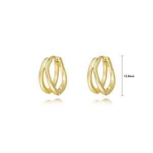 925 Sterling Silver Plated Gold Fashion Personality Double-layer Line Geometric Earrings