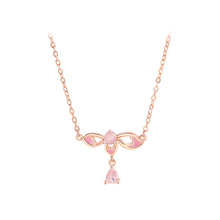 Load image into Gallery viewer, 925 Sterling Silver Plated Rose Gold Fashion Temperament Enamel Flower Pendant with Cubic Zirconia and Necklace