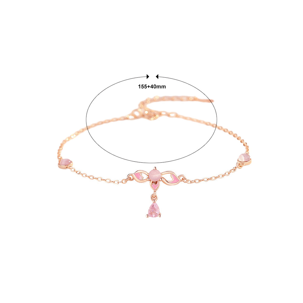 925 Sterling Silver Plated Rose Gold Fashion Temperament Enamel Flower Bracelet with Cubic Zirconia