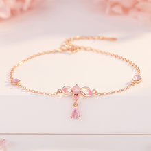 Load image into Gallery viewer, 925 Sterling Silver Plated Rose Gold Fashion Temperament Enamel Flower Bracelet with Cubic Zirconia
