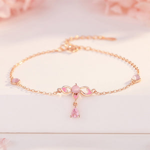 925 Sterling Silver Plated Rose Gold Fashion Temperament Enamel Flower Bracelet with Cubic Zirconia