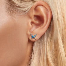 Load image into Gallery viewer, 925 Sterling Silver Fashion and Elegant Enamel Butterfly Stud Earrings