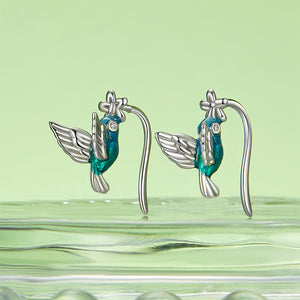 925 Sterling Silver Fashion Simple Enamel Gradient Bird Earrings with Cubic Zirconia