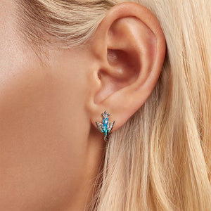 925 Sterling Silver Fashion Simple Enamel Gradient Bird Earrings with Cubic Zirconia