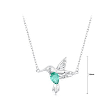 Load image into Gallery viewer, 925 Sterling Silver Fashion Temperament Hummingbird Pendant with Green Cubic Zirconia and Necklace