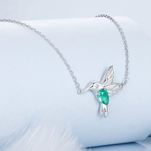 Load image into Gallery viewer, 925 Sterling Silver Fashion Temperament Hummingbird Pendant with Green Cubic Zirconia and Necklace