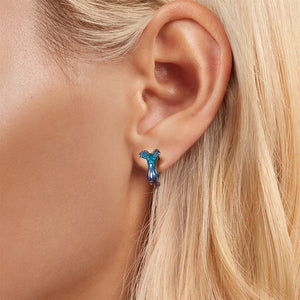 925 Sterling Silver Fashion Simple Enamel Gradient Bird Stud Earrings