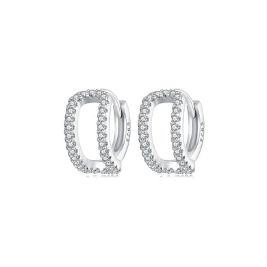 925 Sterling Silver Fashion Simple Double Layer Geometric Earrings with Cubic Zirconia