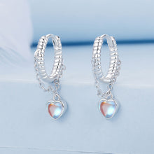 Load image into Gallery viewer, 925 Sterling Silver Fashion and Creative Heart-shaped Moonstone Tassel Earrings