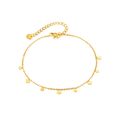 Simple and Fashion Plated Gold 316L Stainless Steel Maple Leaf Anklet