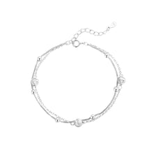 Load image into Gallery viewer, 925 Sterling Silver Fashion Simple Geometric Round Bead Double Layer Bracelet