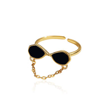 Load image into Gallery viewer, 925 Sterling Silver Plated Gold Fashion Creative Sunglasses Tassel Adjustable Open Ring