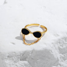Load image into Gallery viewer, 925 Sterling Silver Plated Gold Fashion Creative Sunglasses Tassel Adjustable Open Ring