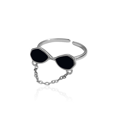 925 Sterling Silver Fashion Creative Sunglasses Tassel Adjustable Open Ring