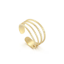 Load image into Gallery viewer, Simple and Personalized Plated Gold 316L Stainless Steel Line Multi-layer Geometric Adjustable Open Ring