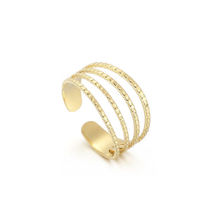 Simple and Personalized Plated Gold 316L Stainless Steel Line Multi-layer Geometric Adjustable Open Ring
