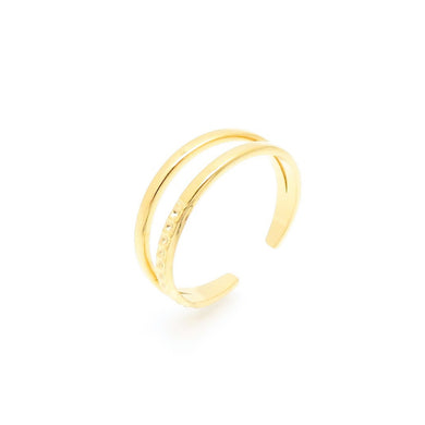 Simple and Fashion Plated Gold 316L Stainless Steel Double-layer Line Geometric Adjustable Open Ring