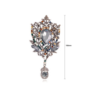 Elegant Vintage Hollow Pattern Brooch with White Cubic Zirconia
