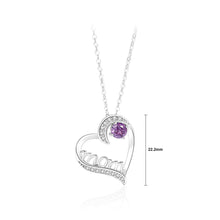 Load image into Gallery viewer, 925 Sterling Silver Fashion and Simple Mom Heart-shaped Pendant with Purple Cubic Zirconia and Necklace