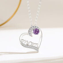 Load image into Gallery viewer, 925 Sterling Silver Fashion and Simple Mom Heart-shaped Pendant with Purple Cubic Zirconia and Necklace
