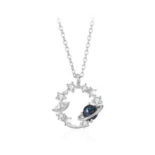 Load image into Gallery viewer, 925 Sterling Silver Fashion and Creative Planet Star Pendant with Cubic Zirconia and Necklace