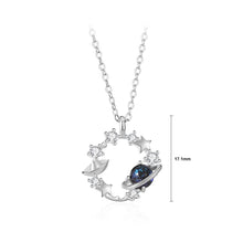 Load image into Gallery viewer, 925 Sterling Silver Fashion and Creative Planet Star Pendant with Cubic Zirconia and Necklace