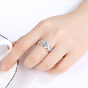 Fashion Temperament Striped Geometric Adjustable Open Ring with Cubic Zirconia