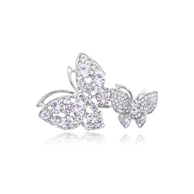 Elegant Brilliant Double Butterfly Brooch with Cubic Zirconia