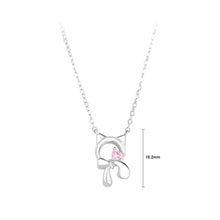 Load image into Gallery viewer, 925 Sterling Silver Fashion Cute Ribbon Cat Pendant with Cubic Zirconia and Necklace
