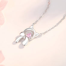 Load image into Gallery viewer, 925 Sterling Silver Fashion Cute Ribbon Cat Pendant with Cubic Zirconia and Necklace