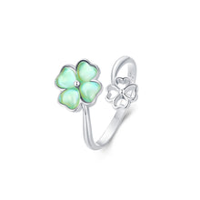 Load image into Gallery viewer, 925 Sterling Silver Fashion and Simple Four-leafed Clover Adjustable Open Ring