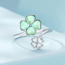 Load image into Gallery viewer, 925 Sterling Silver Fashion and Simple Four-leafed Clover Adjustable Open Ring