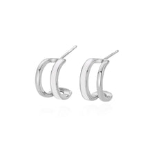 Load image into Gallery viewer, 925 Sterling Silver Simple Personality Line Double-layer Semi-circle Stud Earrings