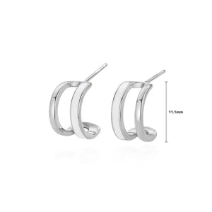 925 Sterling Silver Simple Personality Line Double-layer Semi-circle Stud Earrings