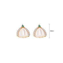 Load image into Gallery viewer, 925 Sterling Silver Plated Rose Gold Simple and Fashion Pumpkin Mother-of-pearl Stud Earrings with Cubic Zirconia