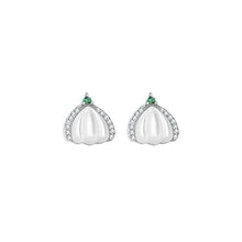 Load image into Gallery viewer, 925 Sterling Silver Simple and Fashion Pumpkin Mother-of-pearl Stud Earrings with Cubic Zirconia