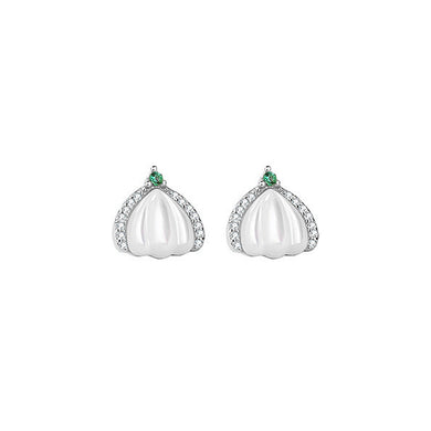 925 Sterling Silver Simple and Fashion Pumpkin Mother-of-pearl Stud Earrings with Cubic Zirconia
