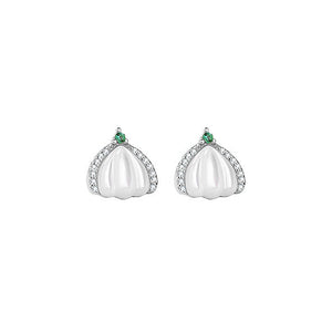 925 Sterling Silver Simple and Fashion Pumpkin Mother-of-pearl Stud Earrings with Cubic Zirconia