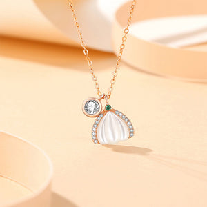 925 Sterling Silver Plated Rose Gold Fashion and Creative Pumpkin Mother-of-pearl Pendant with Cubic Zirconia and Necklace