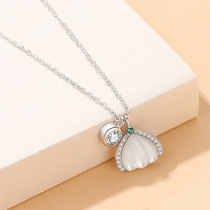 925 Sterling Silver Fashion and Creative Pumpkin Mother-of-pearl Pendant with Cubic Zirconia and Necklace