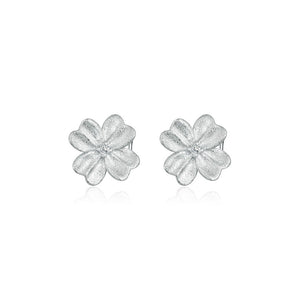 925 Sterling Silver Simple and Fashion Four-leafed Clover Stud Earrings